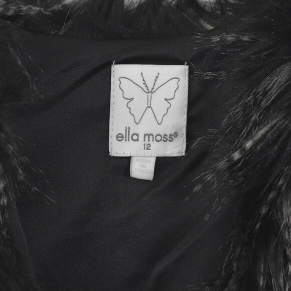 Ella Moss Peyton Faux Fur Vest Girls Size 12 Black Cream - Picture 3 of 4